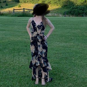 Lulu's Darling Daylily Floral High-Low Maxi Dress